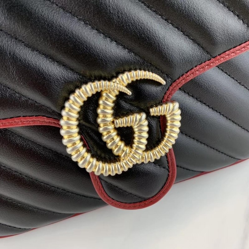 Replica Gucci Gg Marmont Mini Top Handle Bag 583571 Black1:1High-quality replica