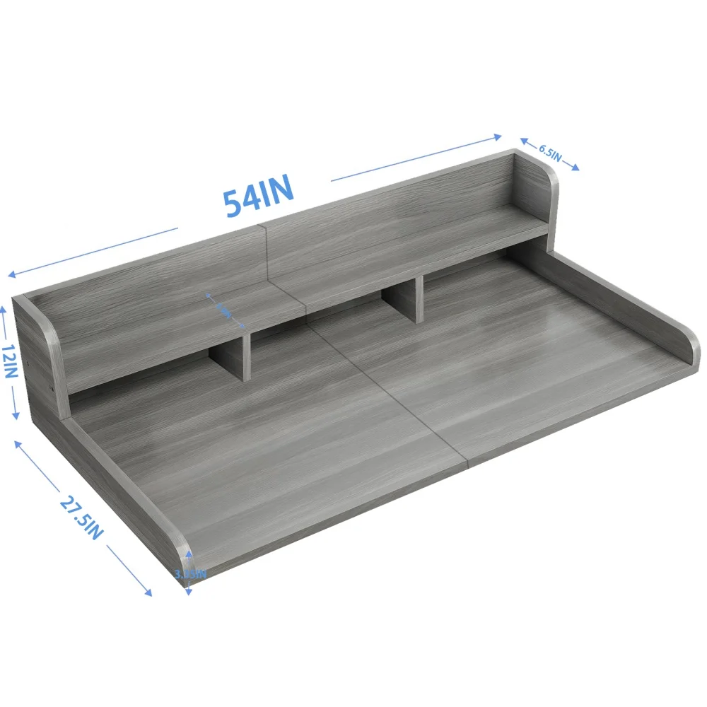 Modern Washer Dryer Countertop with 2-Tier Shelf,Laundry Room Countertop Organization Storage with 2.75" H Guard Edge Rails,Non-Slip Pad,Waterproof and Easy to Clean,54"W x 27.55"D,Natural Wood - Image 19