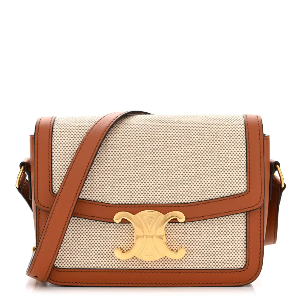 Celine Teen Triomphe Superfake Handbag – White/Tan Textile Replica