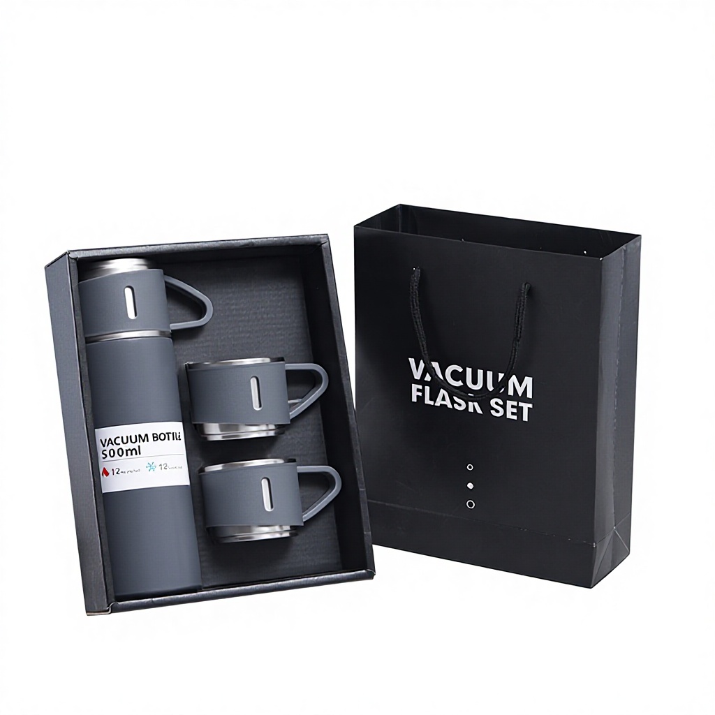 Stainless Steel Thermos Cup Three Lids 500ml Large Business Gift Set Household Vacuum Insulated BPA Free 12-24hr