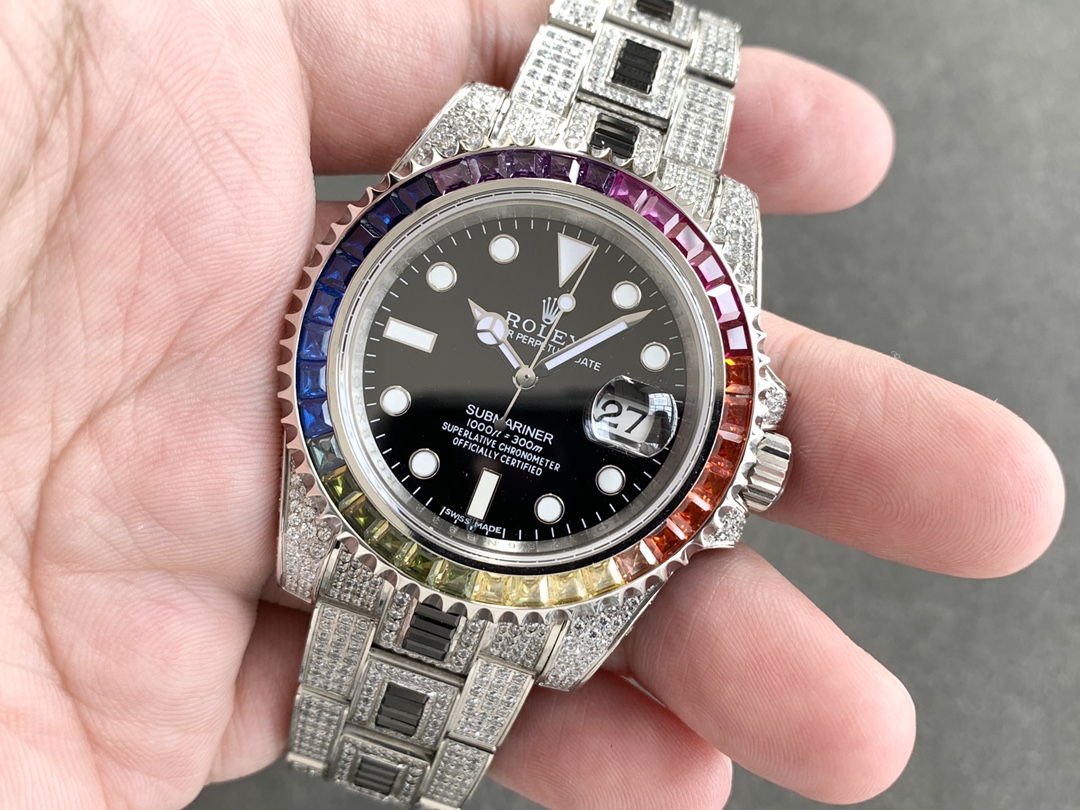 Rolex Submariner Special Diamonds - Iridescent Diamonds - All Diamonds - 40mm(1:1 replica) - Elite Watch Atelier