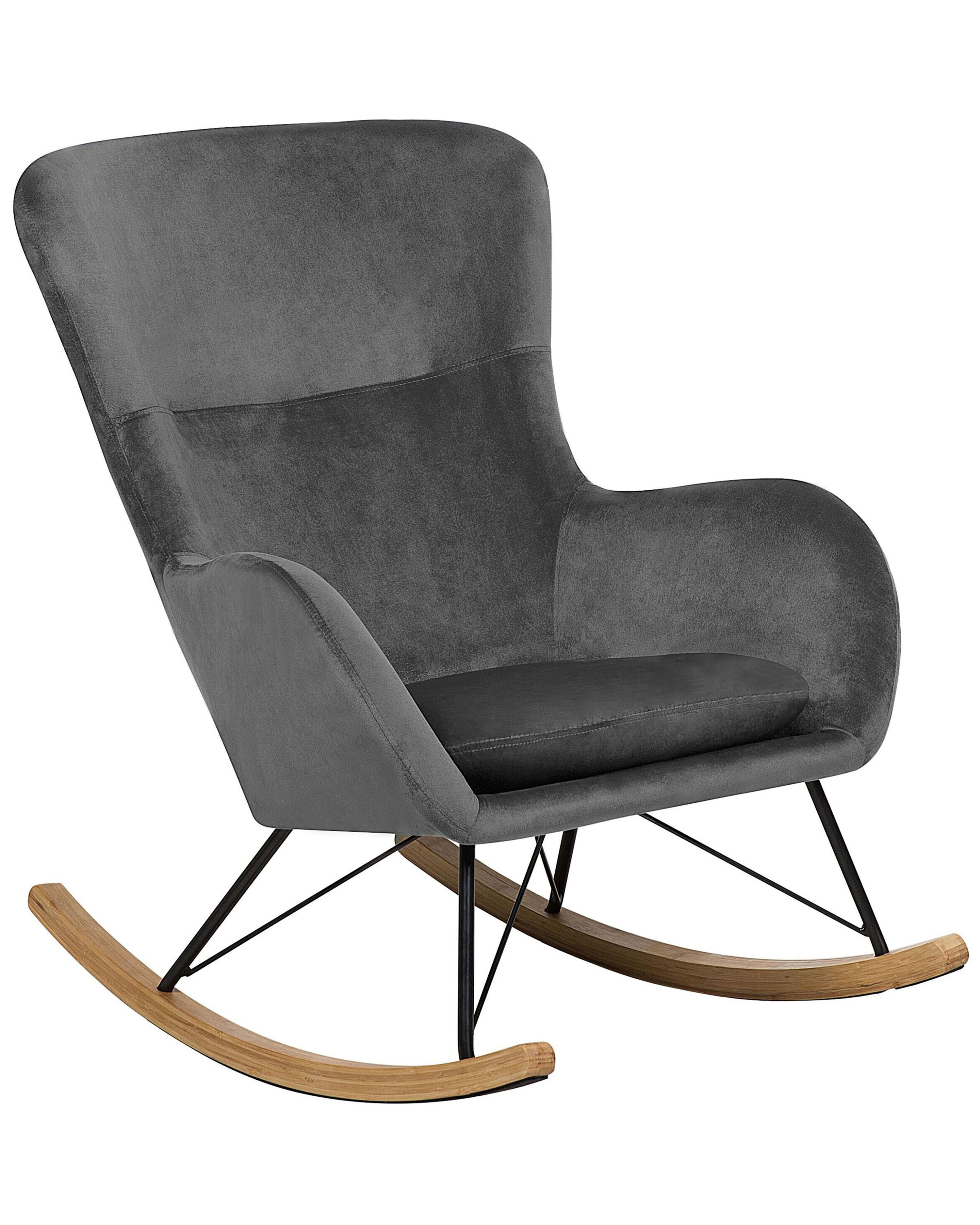 Rocking Chair ELLAN Velvet Dark Grey