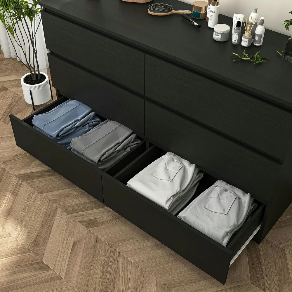 Kadyn White Chest of Drawer, 6 Double Drawer Dresser for Bedroom, Modern Storage Cabinet for Living Room, Dresser - Image 111