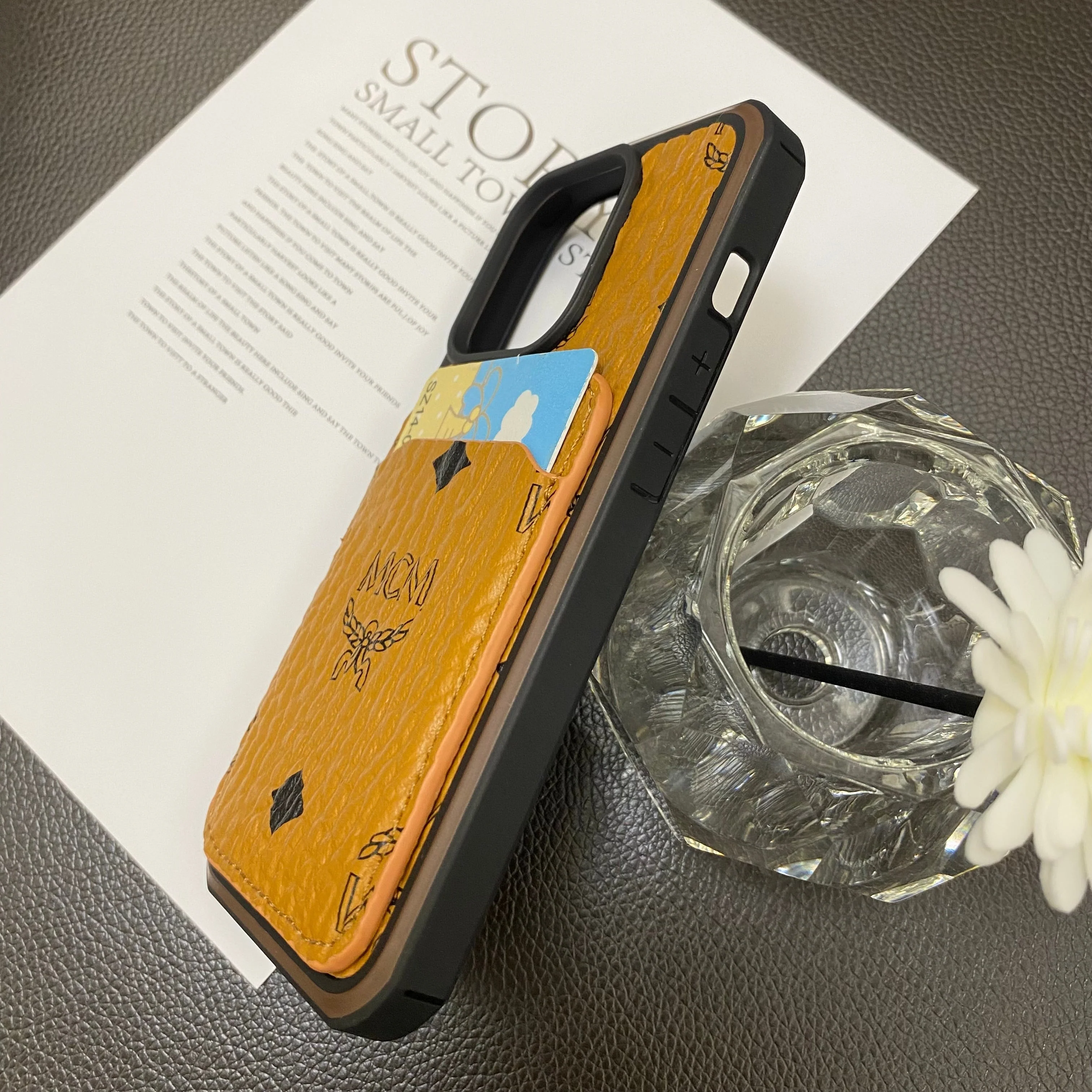 MCM iPhone Case With Card Holder  Yellow-MCK240603 - Wholesale & Influencer