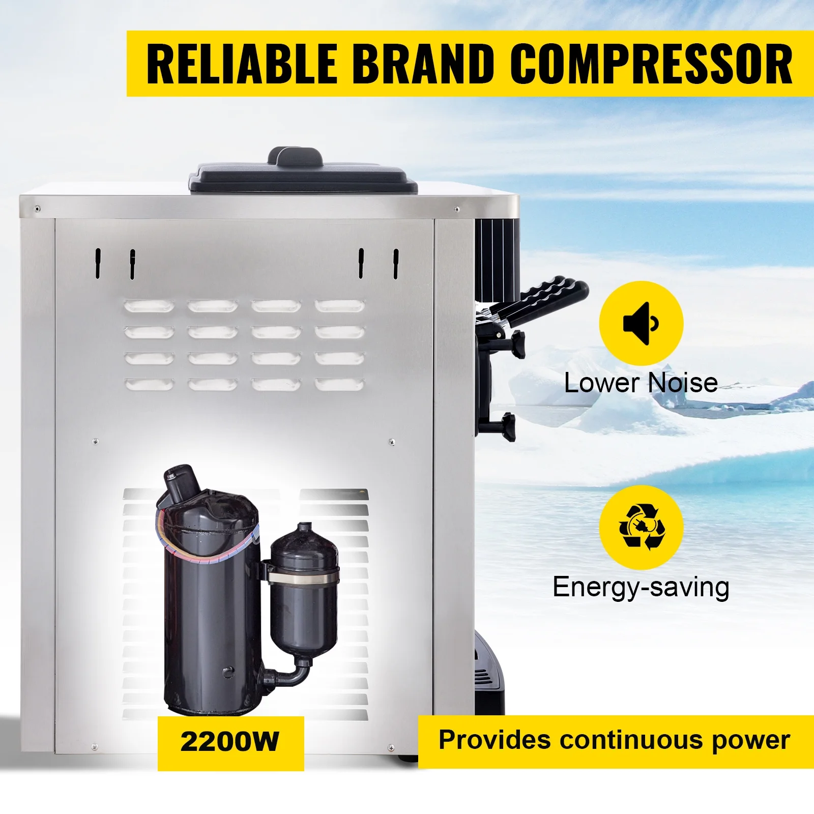 SIHAO 1200W Commercial Ice Cream Machine Countertop 18L/H Soft Serve Ice Cream Maker with LED Display - Image 16