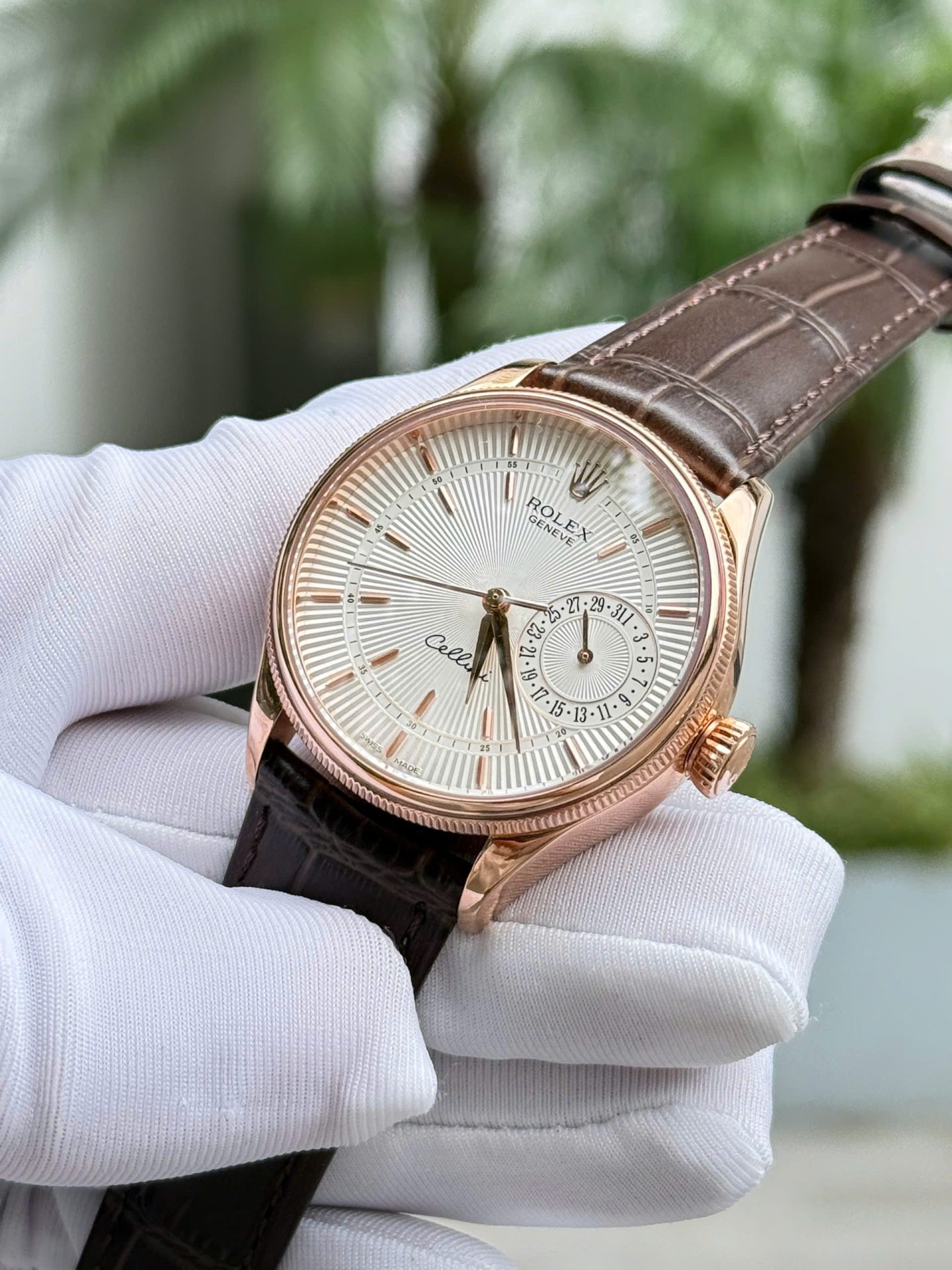 Rolex Cellini 50515 White Dial Replica Watches 18K Gold Wapped Custom 39mm - Elite Watch Atelier