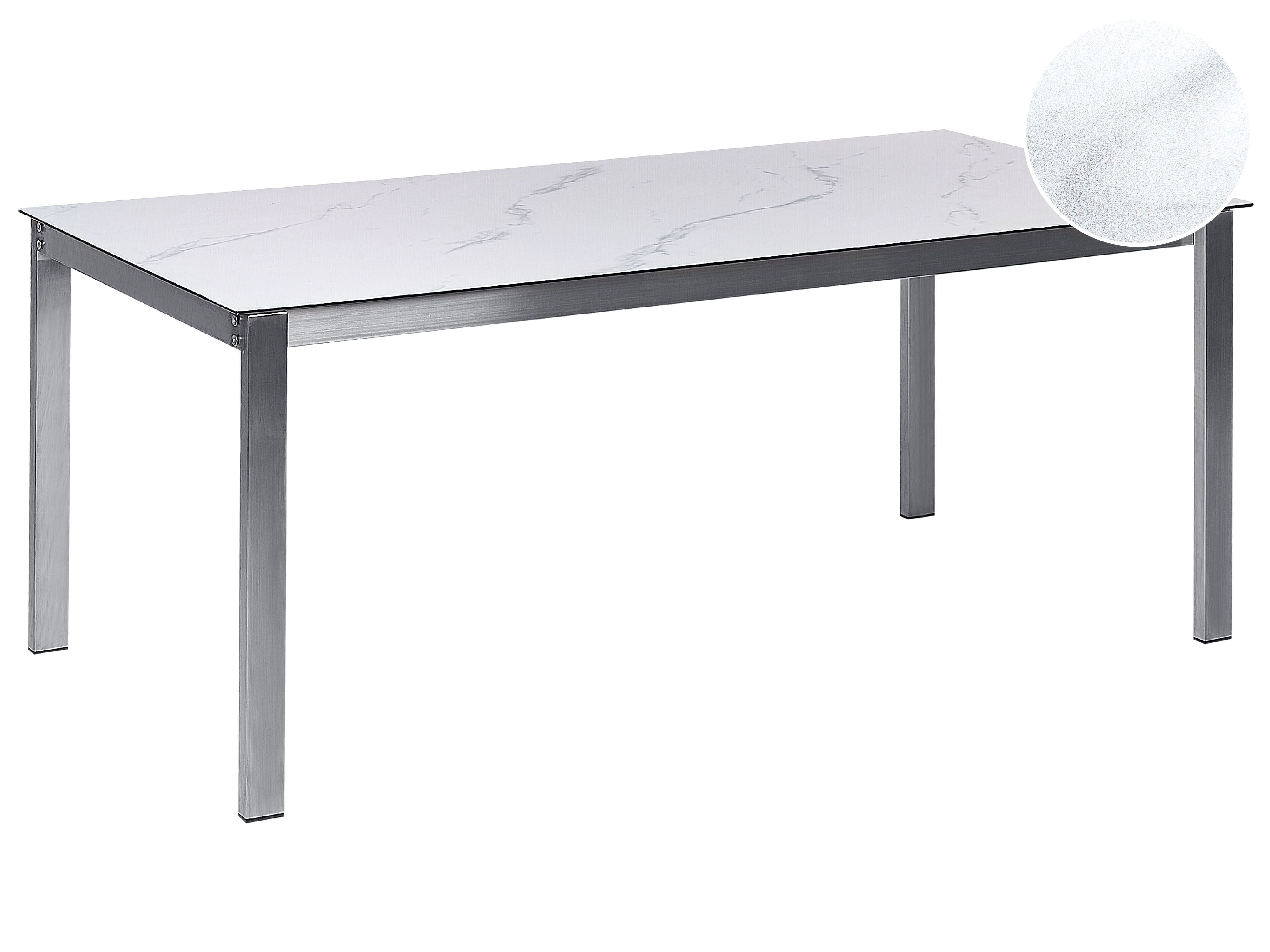 Garden Dining Table COSOLETO 180 cm 90 cm Marble Effect Glass White