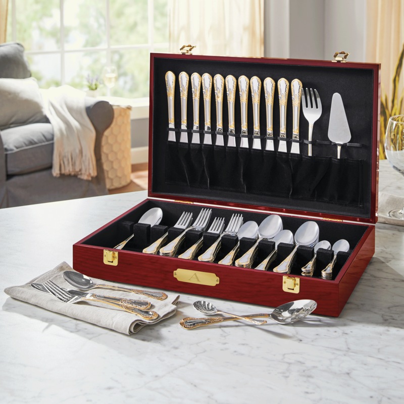 77-Piece Isabella Flatware Set with Case - MIDNIGHT VELVET CATALOG