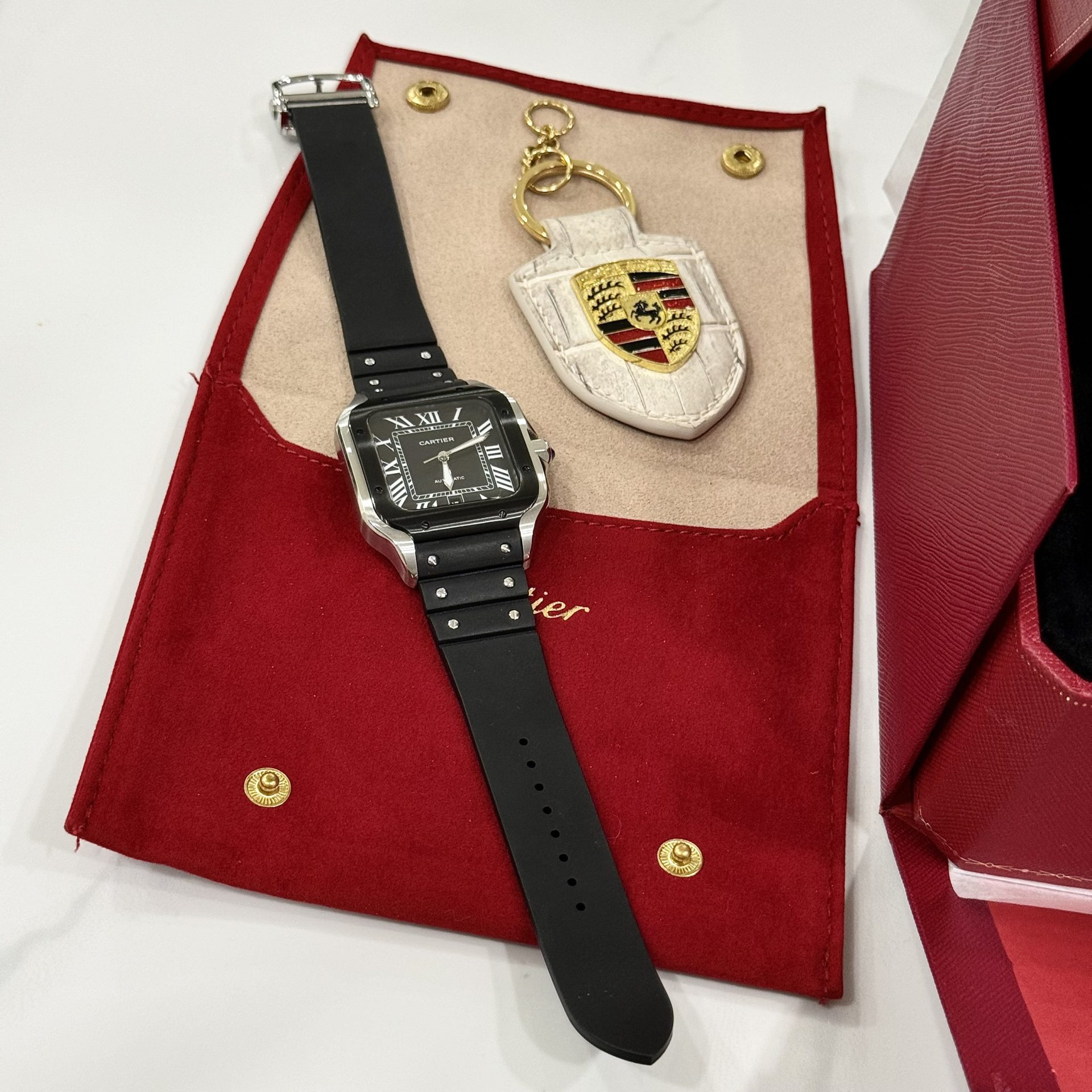 Cartier Replica Watches Santos Black Dial Roman Numeral Pile BV Factory 39.8mm - Top club