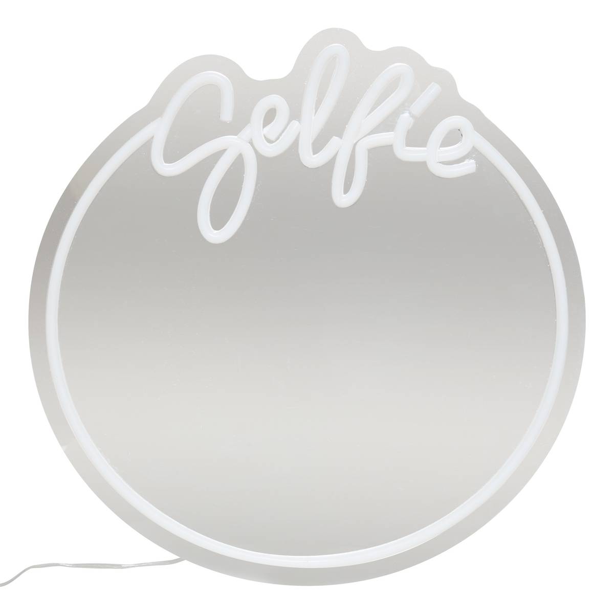 LED Neon Mirror "Selfie" USB, Pink, 35x1.4 cm