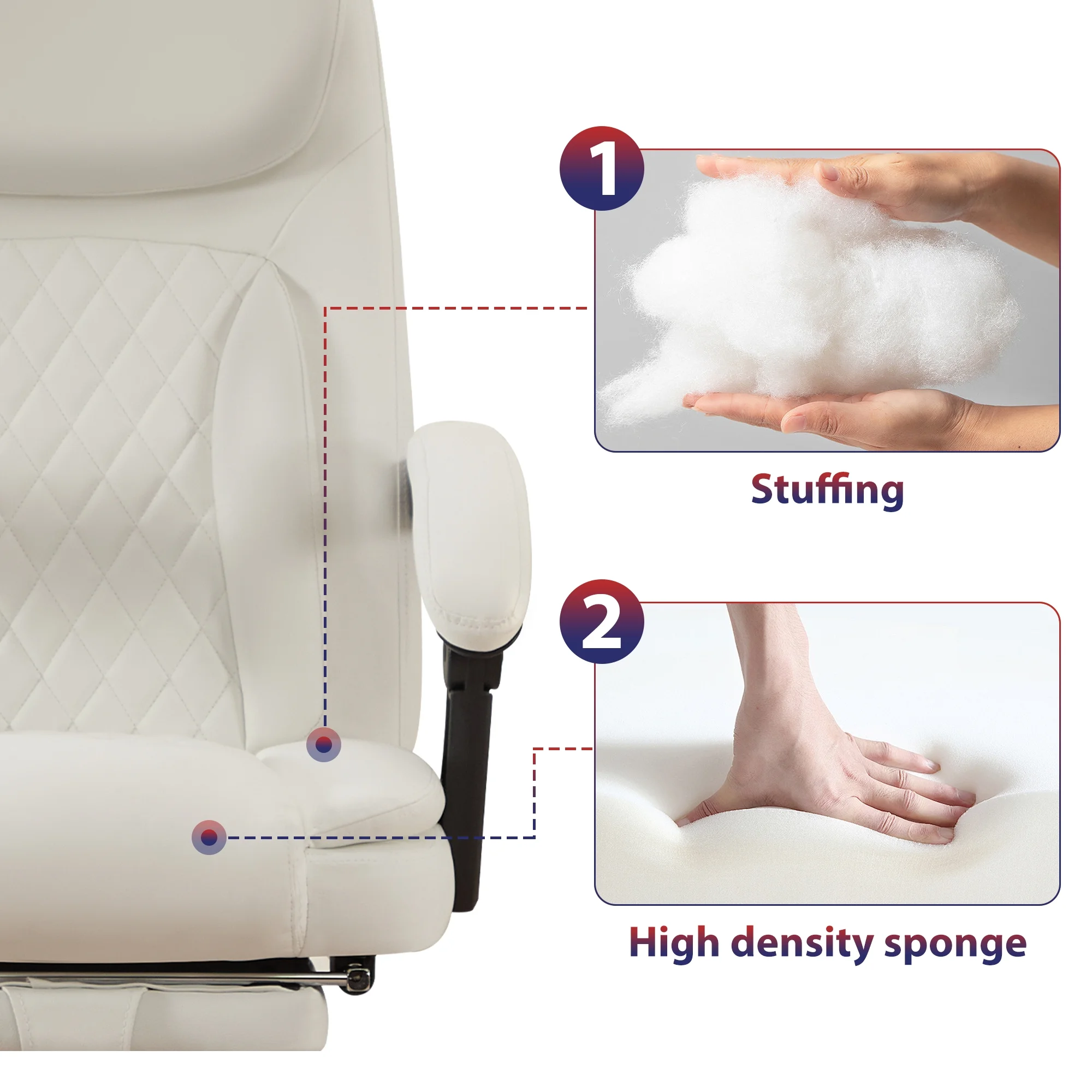 JONPONY Big and Tall Office Chair 500LBS Executive Office Chair Massage and Footrest Ergonomic Computer Desk Chair Reclining High Back Leather Office Chair Lumbar Back Support Swivel Rolling,Black - Image 63