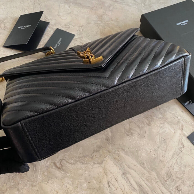 Replica Ysl Saint Laurent Sheepskin Matelasse Chevron Monogram Large College Satchel 392738 Black1:1High-quality replica