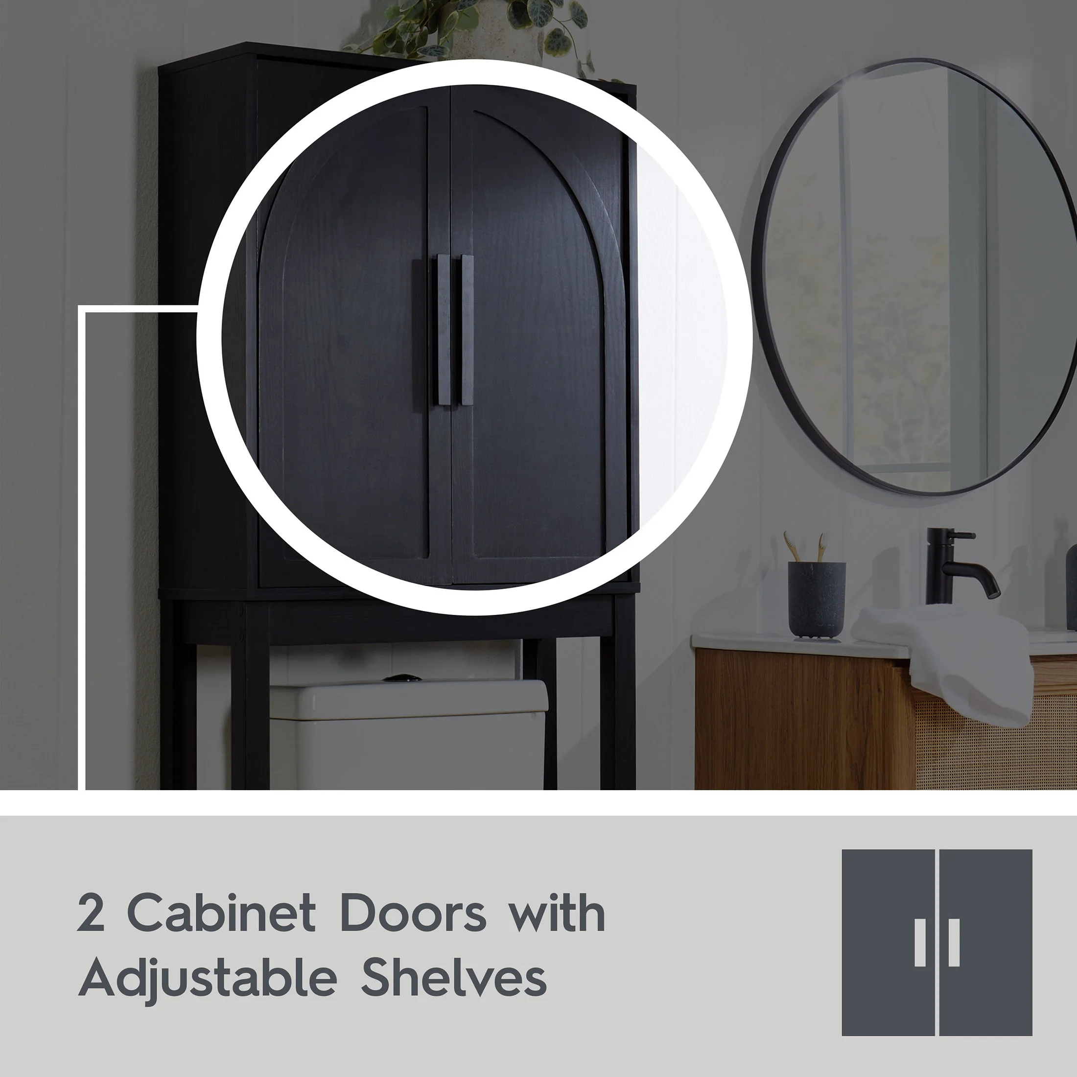 Better Homes & Gardens Juliet over-the-Toilet Space Saver Cabinet, 2 Adjustable Shelves, Black - Image 7