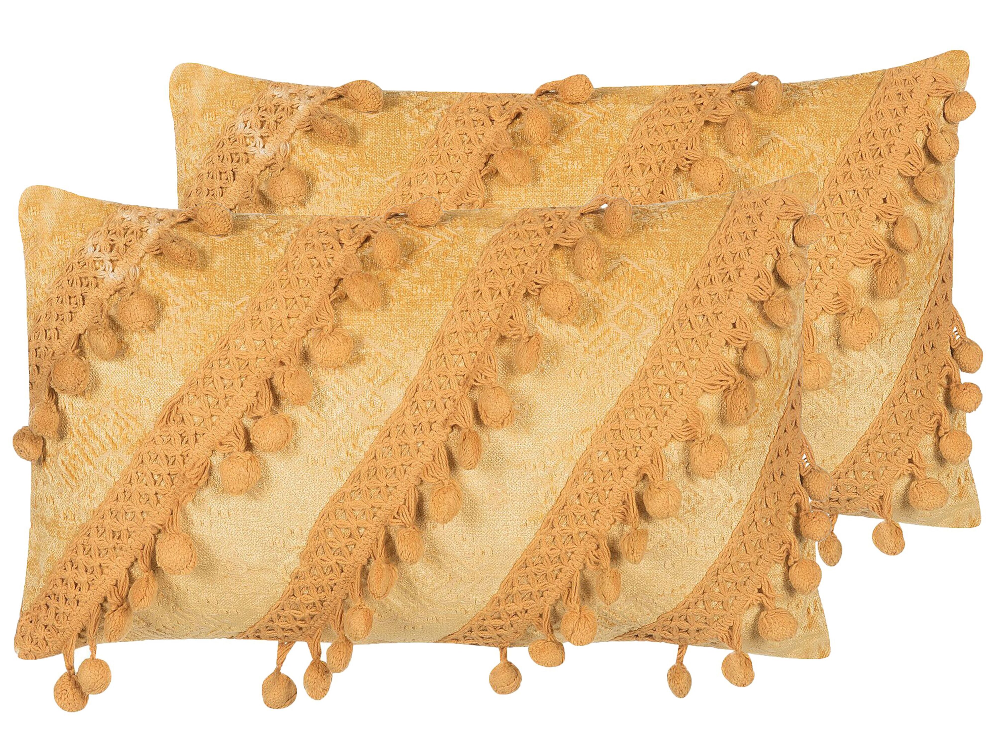 Throw Cushion AYROOR 30 x 50 cm Mustard Geometric Pattern