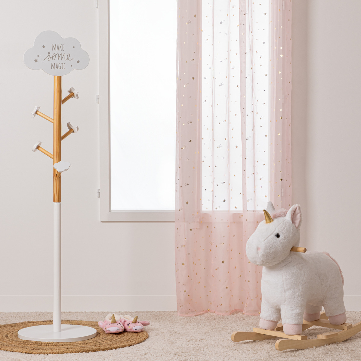 Kids sheer curtain "Gold star" 140x250 cm