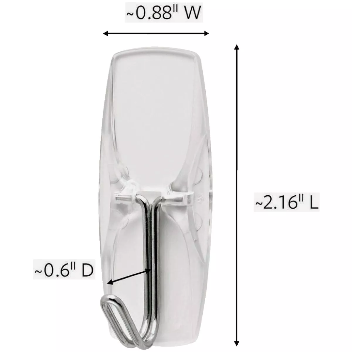 Command Medium Wire Hook, Clear, 2 Hooks, 3 Strips
