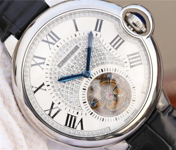 Replica Cartier Ballon Bleu de Cartier Tourbillon SS Leather Strap - Top club