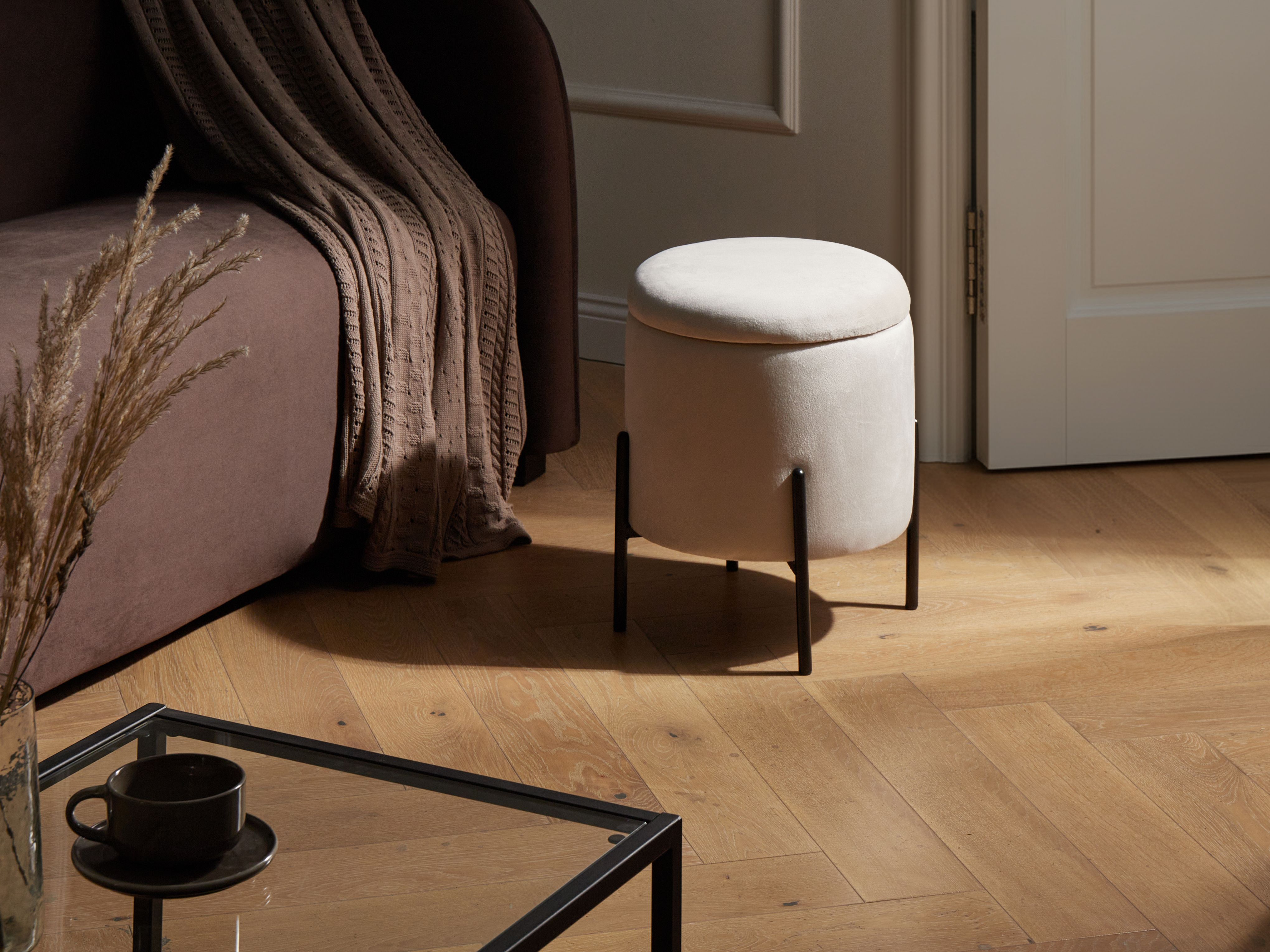 Storage Pouffe WENONA Velvet Light Beige
