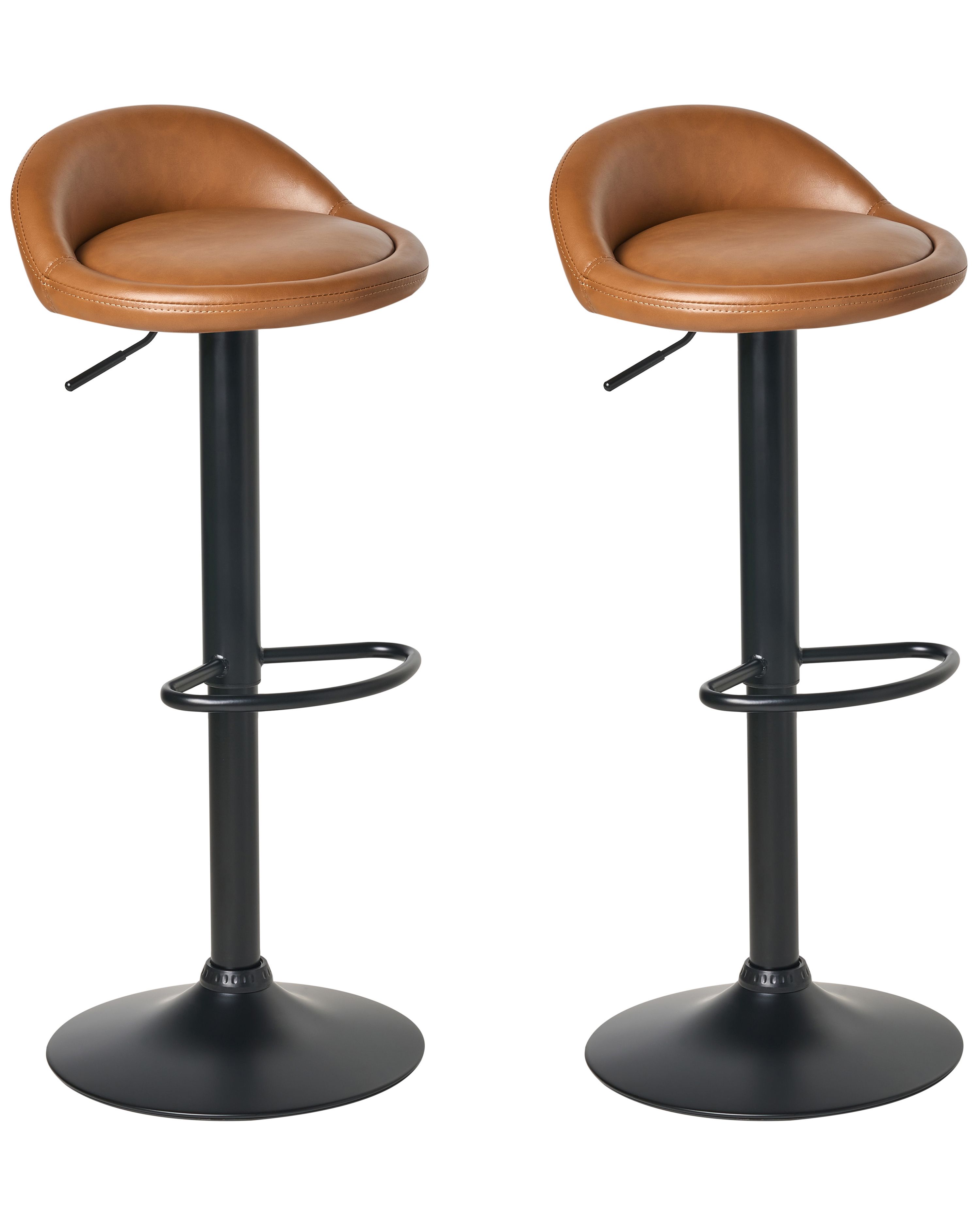Set of 2 Bar Stools MEEDER Faux Leather Swivel Brown