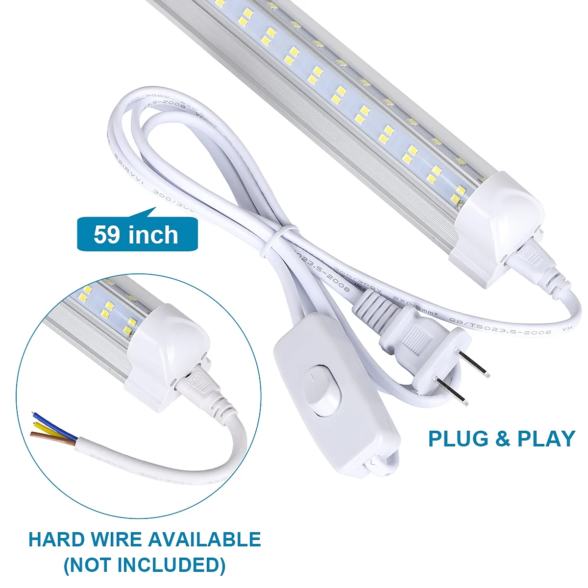 (10-Pack) 8ft LED Shop Light Fixture, V Shape 150w 18800LM 5000K ( Daylight White),8 Foot , 96'' T8 Integrated LED Tube, Linkable Led Bulbs for Garage, Warehouse, Plug and Play, Clear Lens
