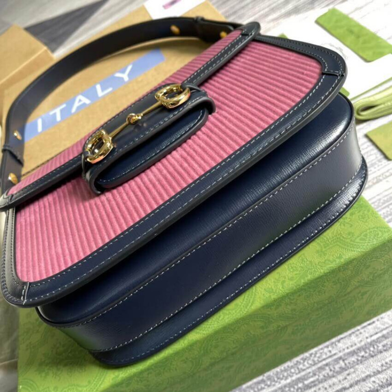 Replica Gucci Horsebit 1955 Small Bag 602204 Pink Corduroy1:1High-quality replica