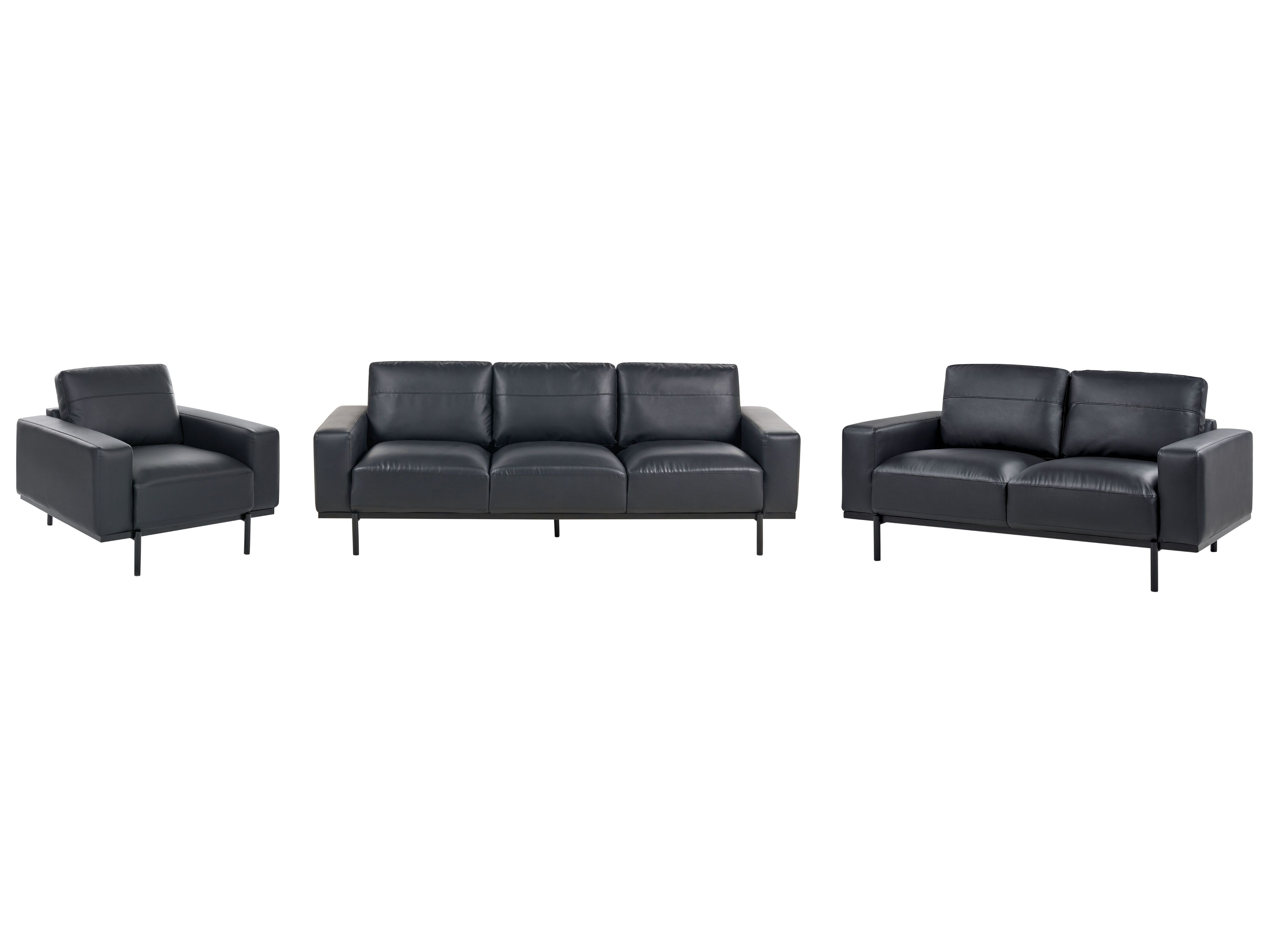 Living Room Set 6 Seater SOVIK Faux Leather Black