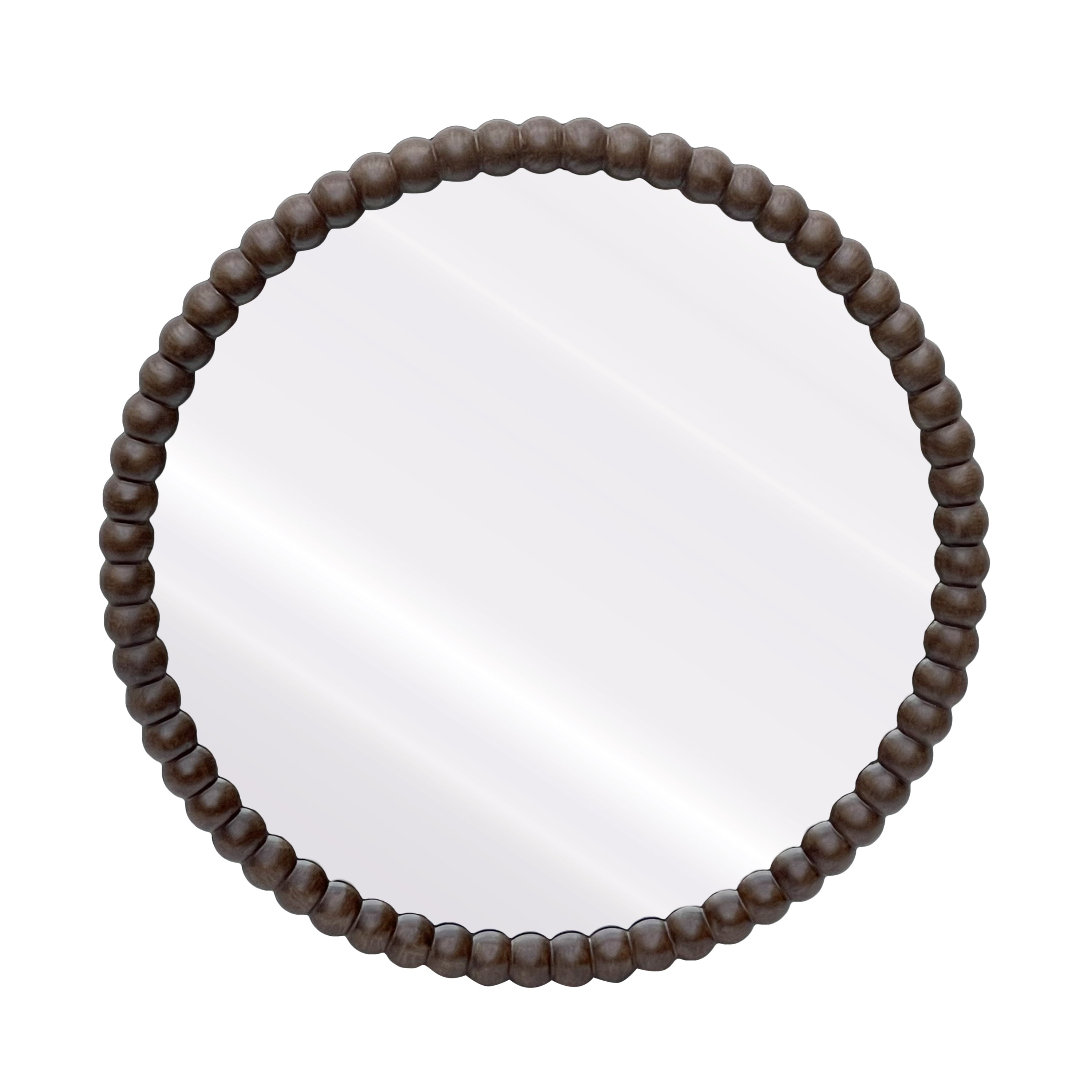 Blokker Pompom Spiegel Ø 71 cm - Walnoot