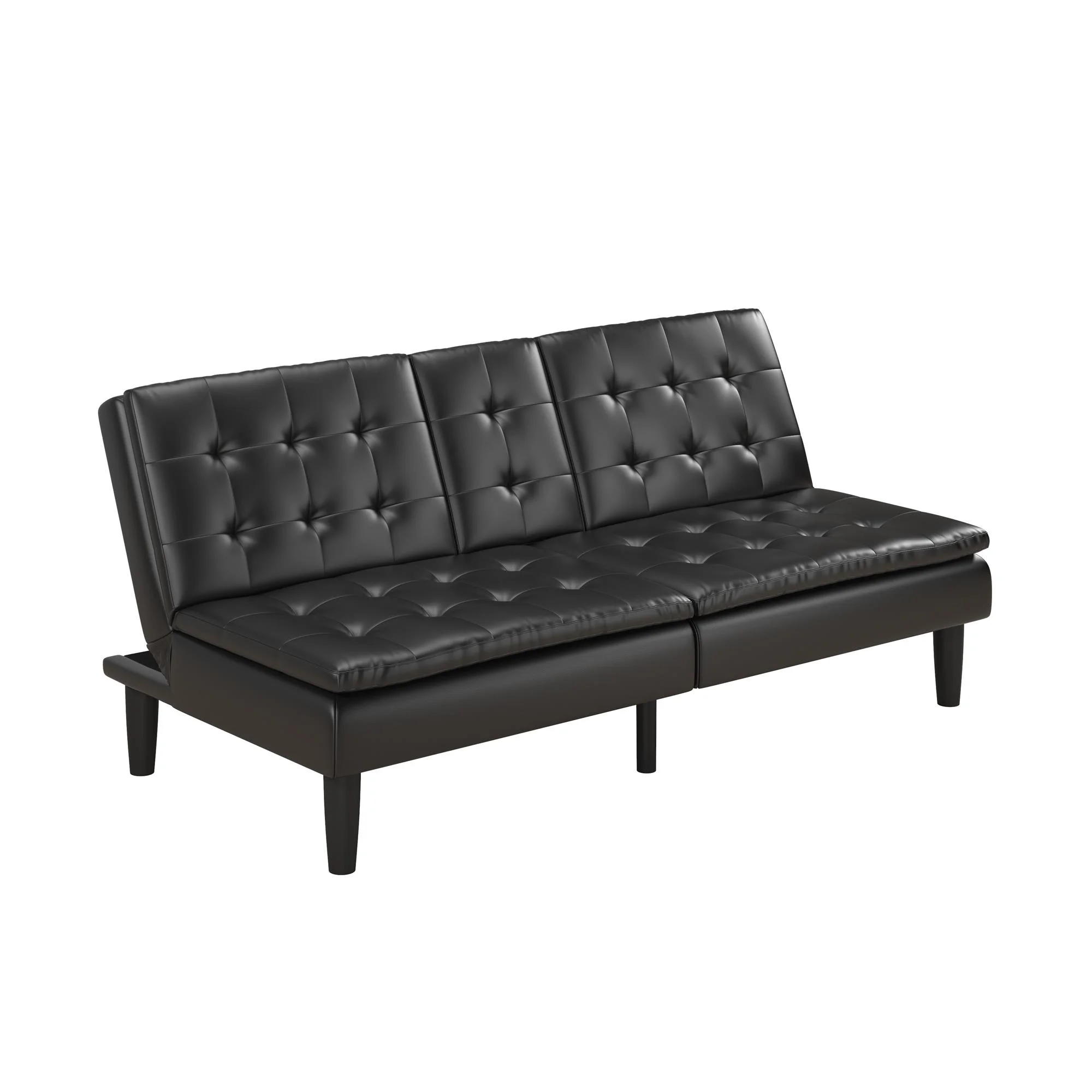 Mainstays Memory Foam 71.5" Futon with Cupholder and USB, Black Faux Leather - Image 14