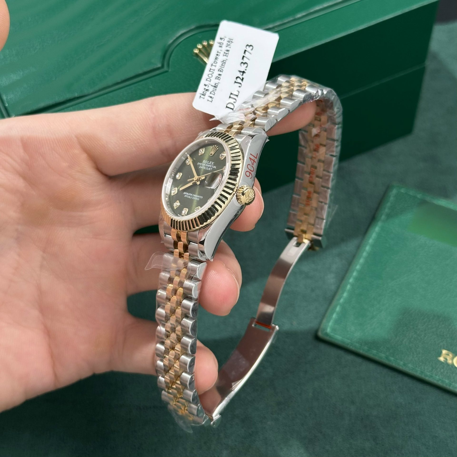 Rolex Replica Watch DateJust Gold Wrapped Green Dial GM Factory 31mm - Elite Watch Atelier