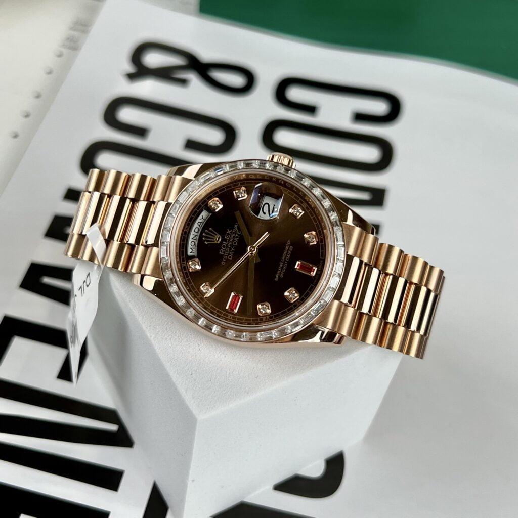 Rolex Day-Date Best Replica Watch Gold Wrapped + Diamonds Moissanite Baguette 36mm - Top club