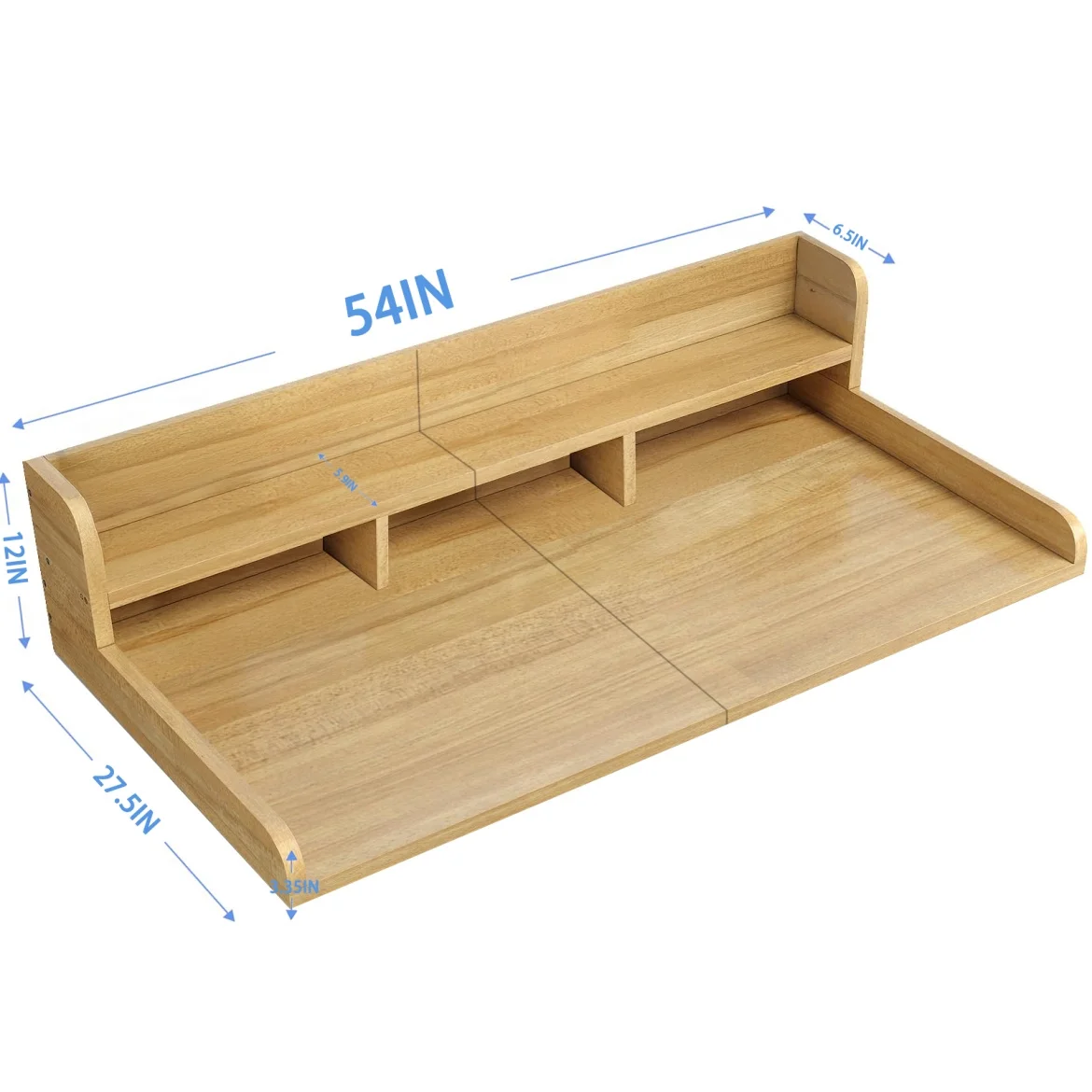 Modern Washer Dryer Countertop with 2-Tier Shelf,Laundry Room Countertop Organization Storage with 2.75" H Guard Edge Rails,Non-Slip Pad,Waterproof and Easy to Clean,54"W x 27.55"D,Natural Wood - Image 6