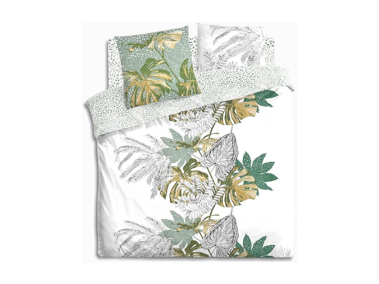 Parure de lit 2 Personnes 240 x 220 cm Housse de couette et 2 taies Imprimé Monstera