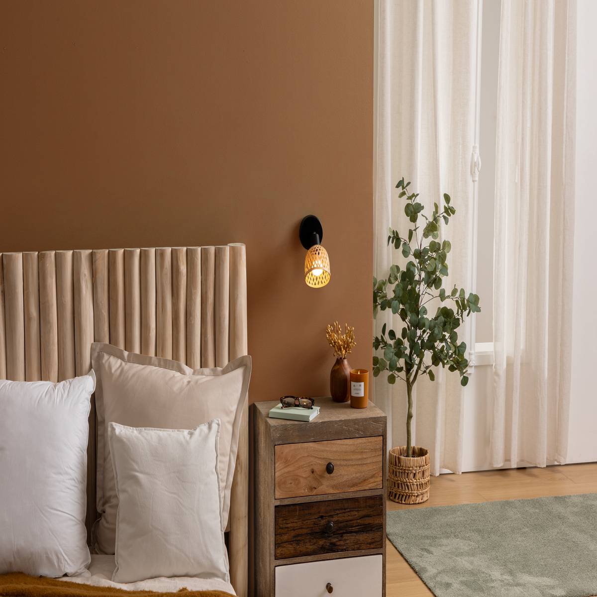 Wall/Ceiling Light "Lio" Beige, 10x10 cm