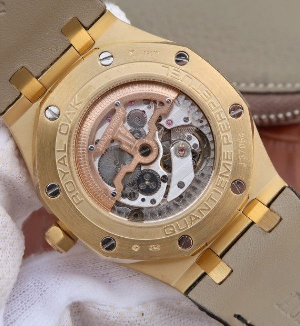 Replica Audemars Piguet JF Royal Oak 41mm 26574 YG Black Dial Leather Strap A5134 - Top club