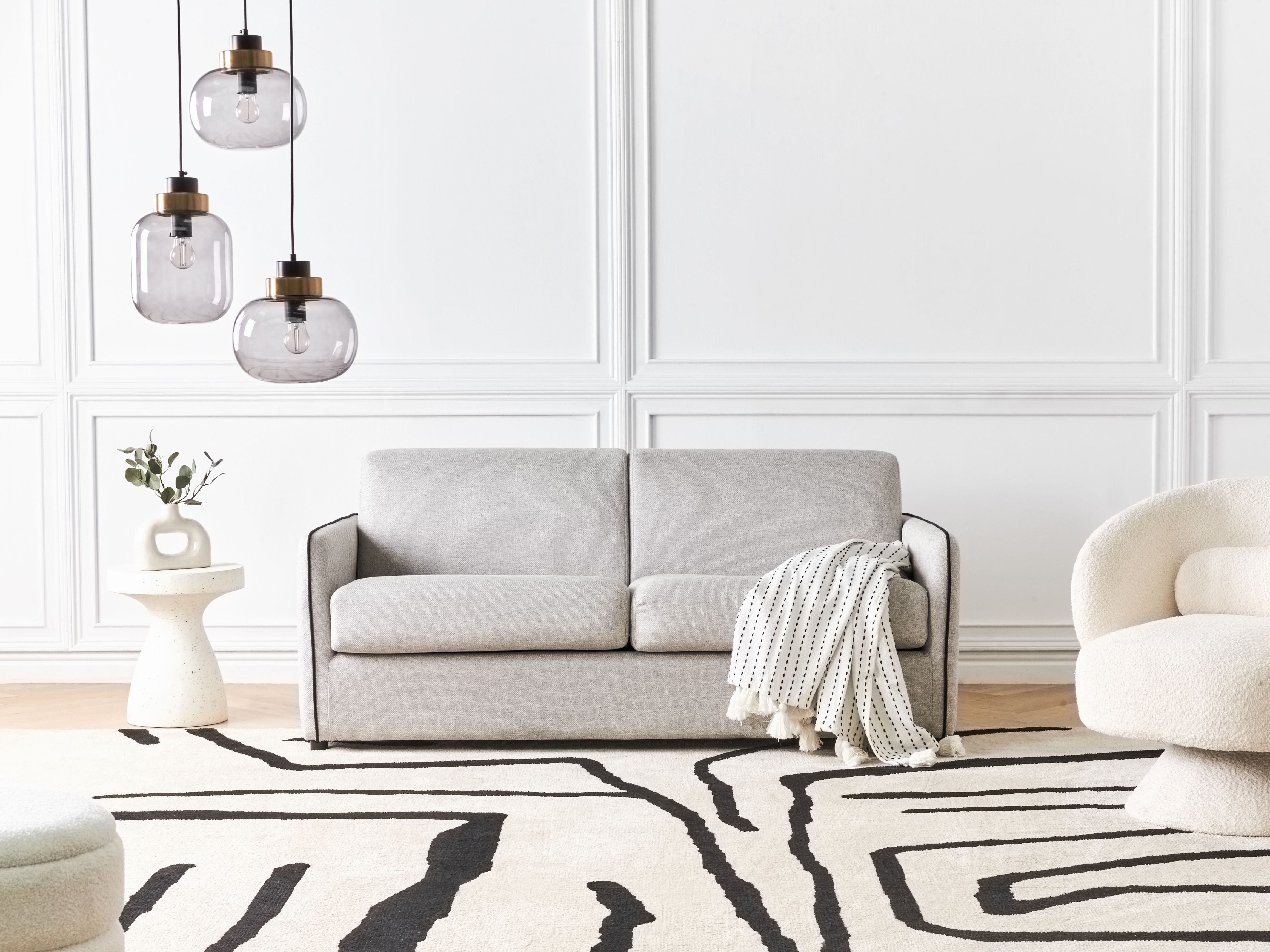 Sofa Bed 2 Seater ISHOJ Fabric Light Grey