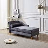 60.6" Velvet Chaise Lounge with Storage, Small Sofa Trimmed with Solid Metal Legs with 1 Pillow, Pink - Image 6