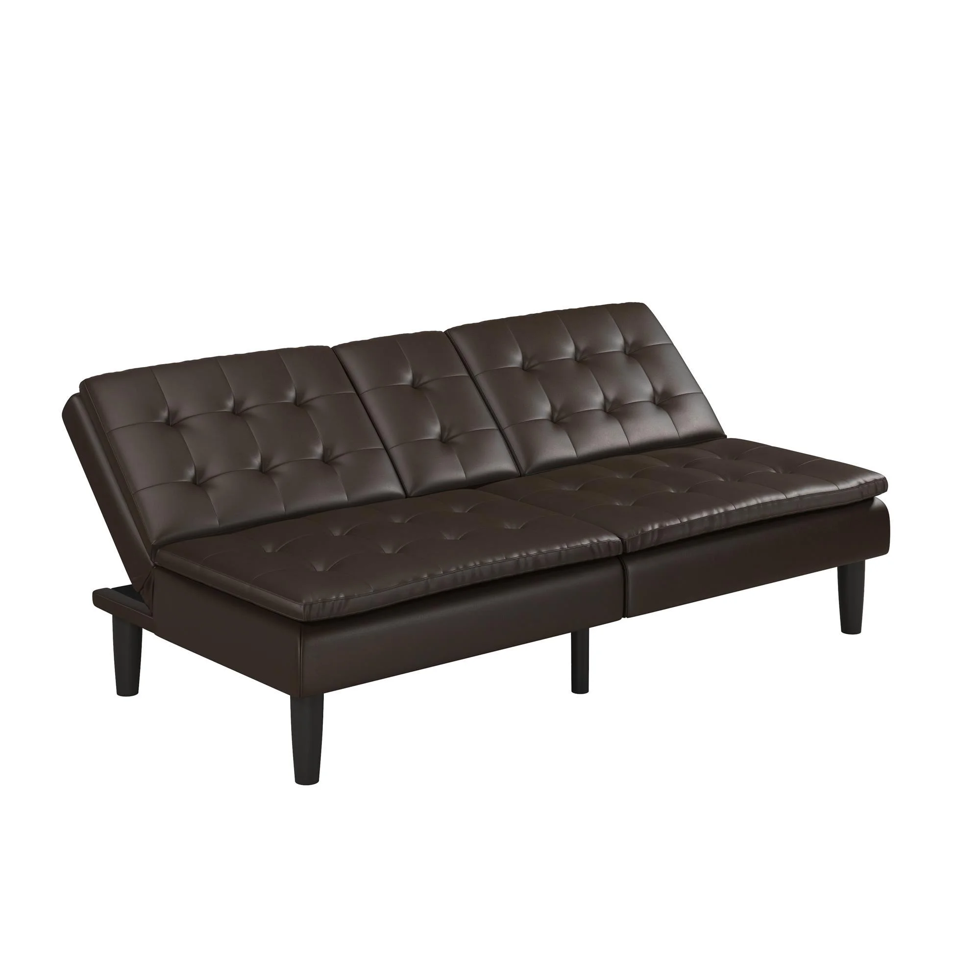 Mainstays Memory Foam 71.5" Futon with Cupholder and USB, Black Faux Leather - Image 65