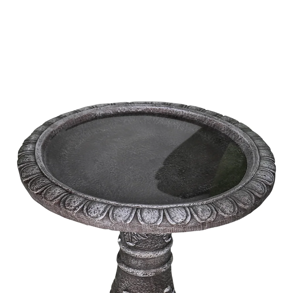 24.4 Inch Height Outdoor Bird Bath - Fibre Reinforced Concrete Large Bird Bath Stylish with Modern Pedestal for Garden, Patio, Lawn, Backyard