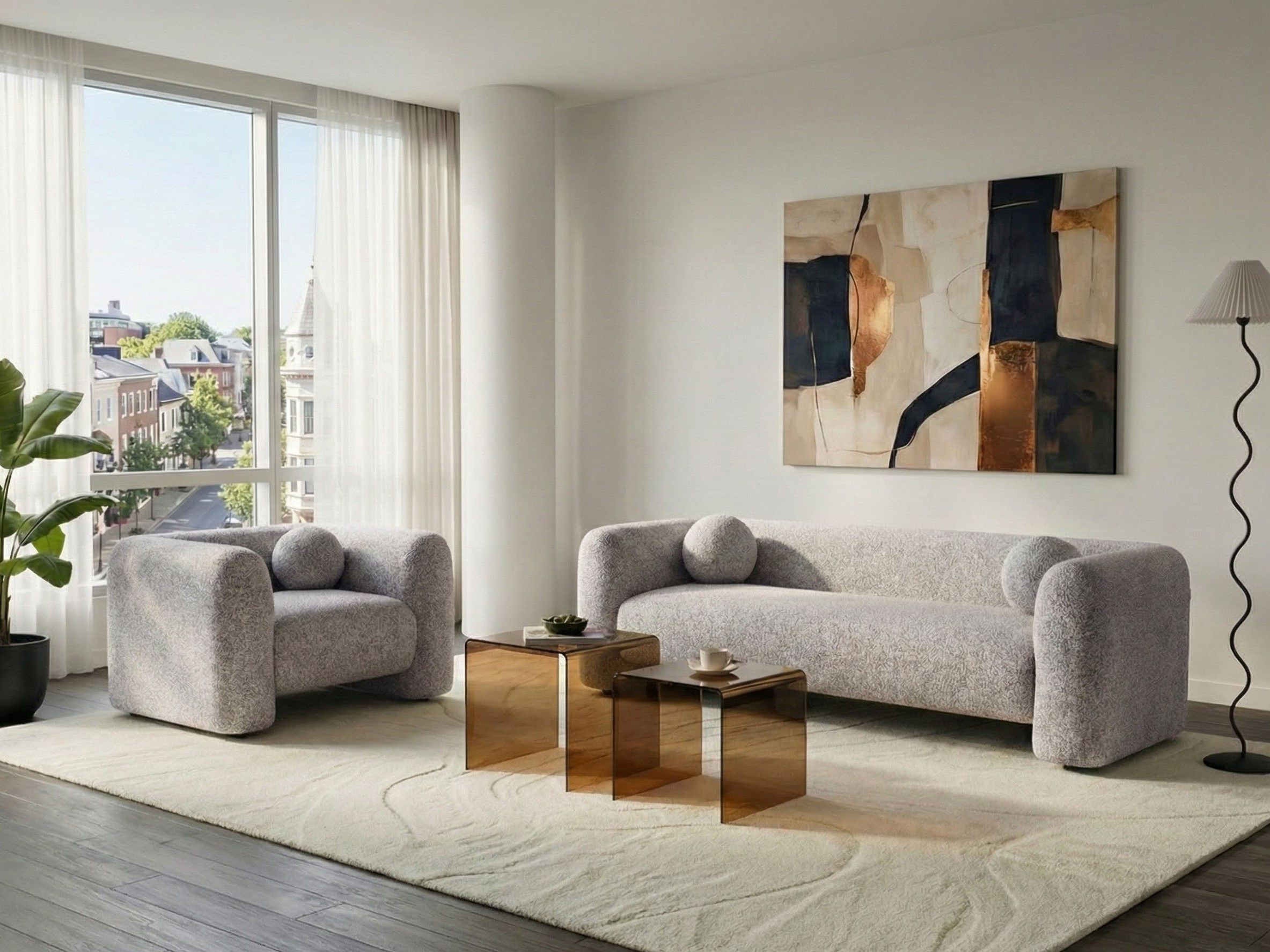 Living Room Set 4 Seater LEIREN Beige
