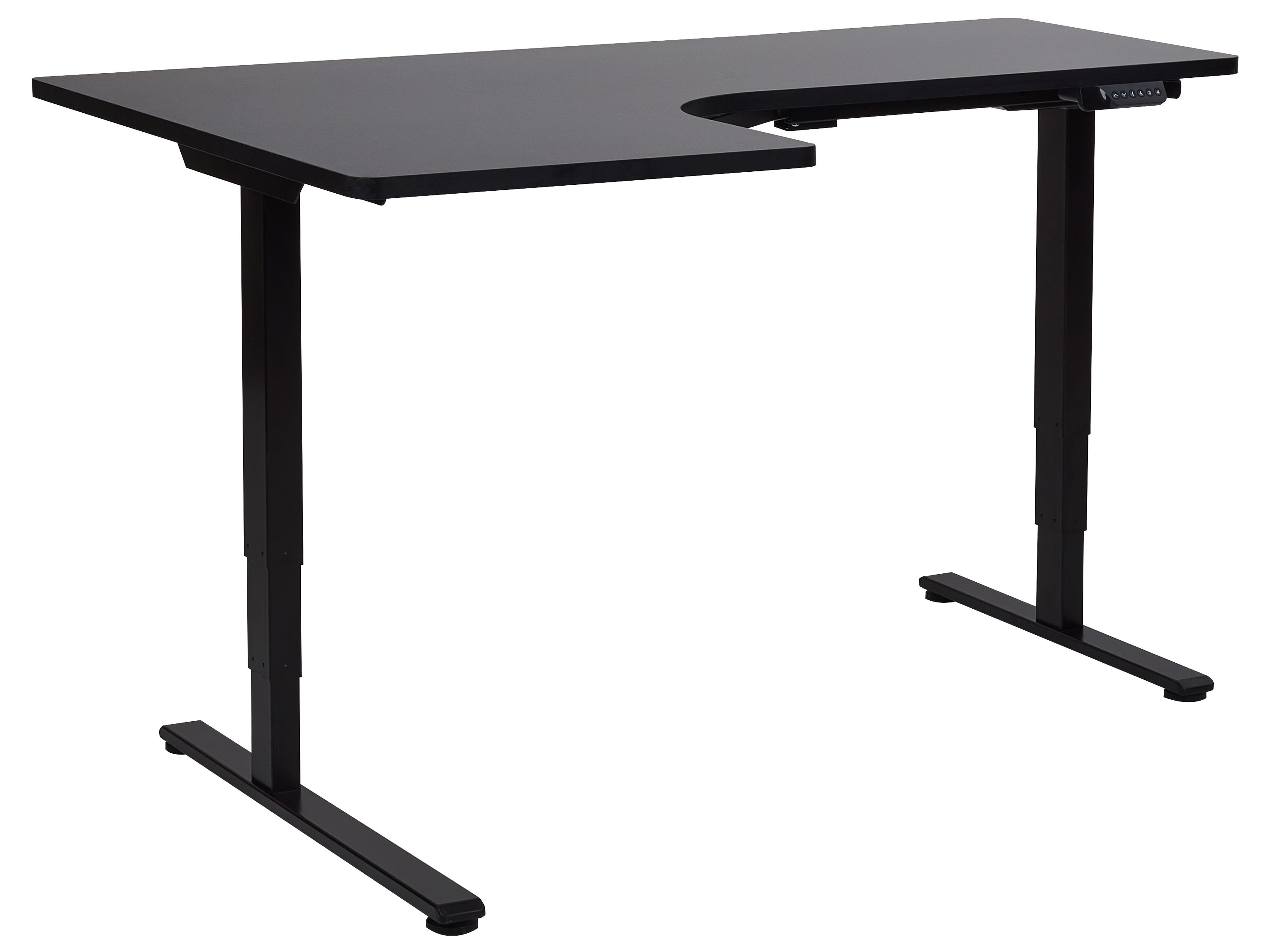 Electric Adjustable Corner Desk DESTINES Black 160 cm 109 cm Left Hand