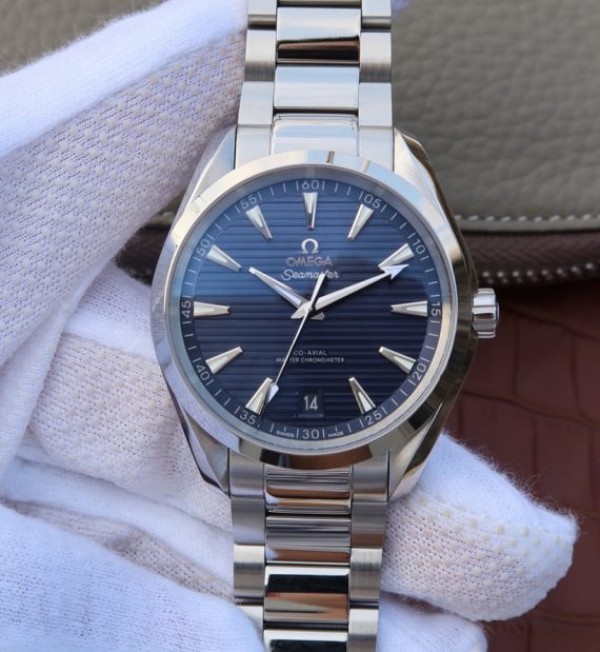 Replica Omega XF Seamaster Aqua Terra Master Blue Textured Dial SS Bracelet A8900 - Elite Watch Atelier