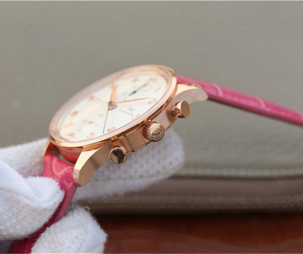 Replica IWC ZF Portuguese Chrono IW3714 RG White Dial Diamonds Inner Bezel - Top club