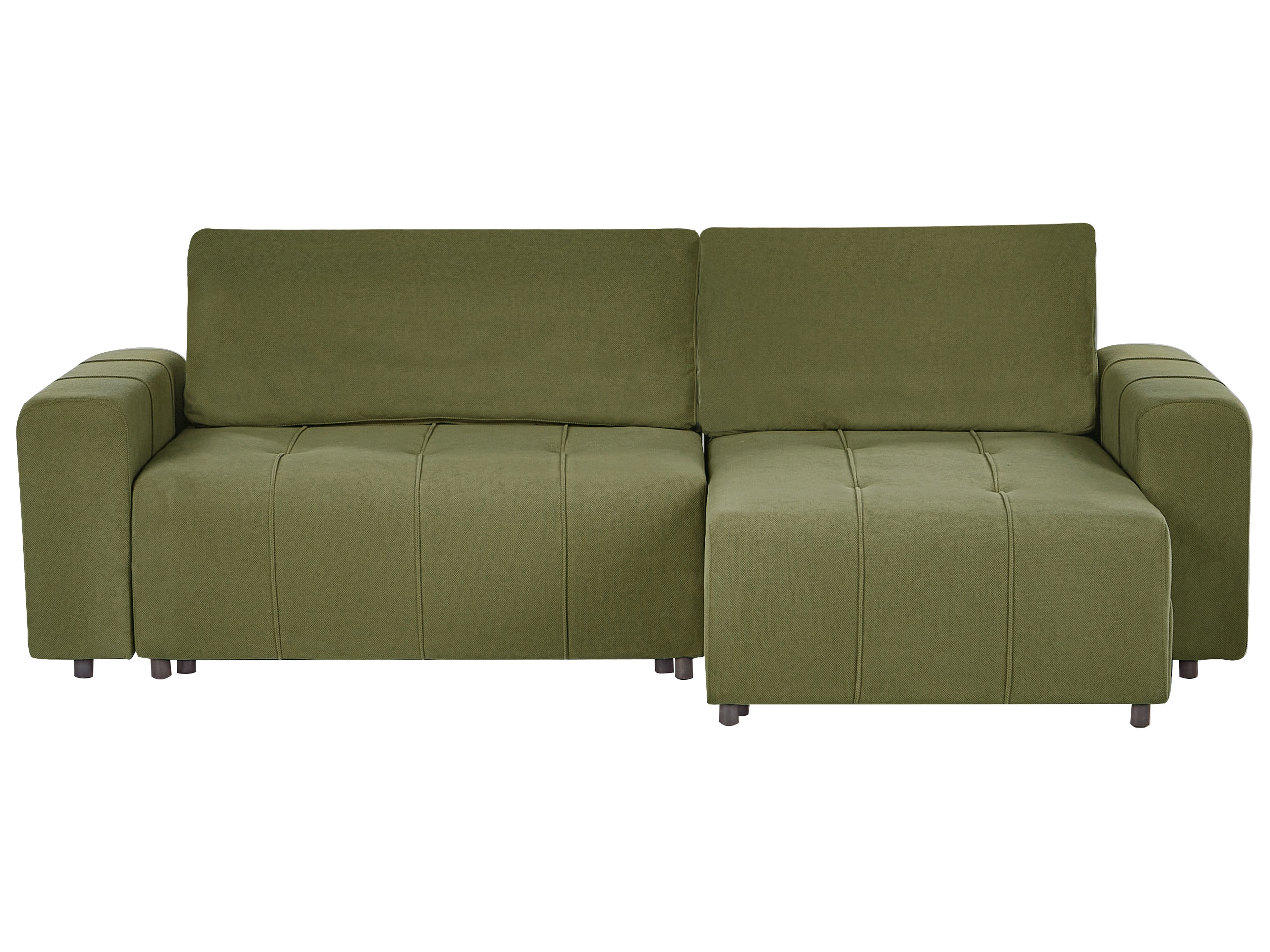 Corner Sofa Bed 3 Seater INNVIK Fabric Green with Storage Left Hand
