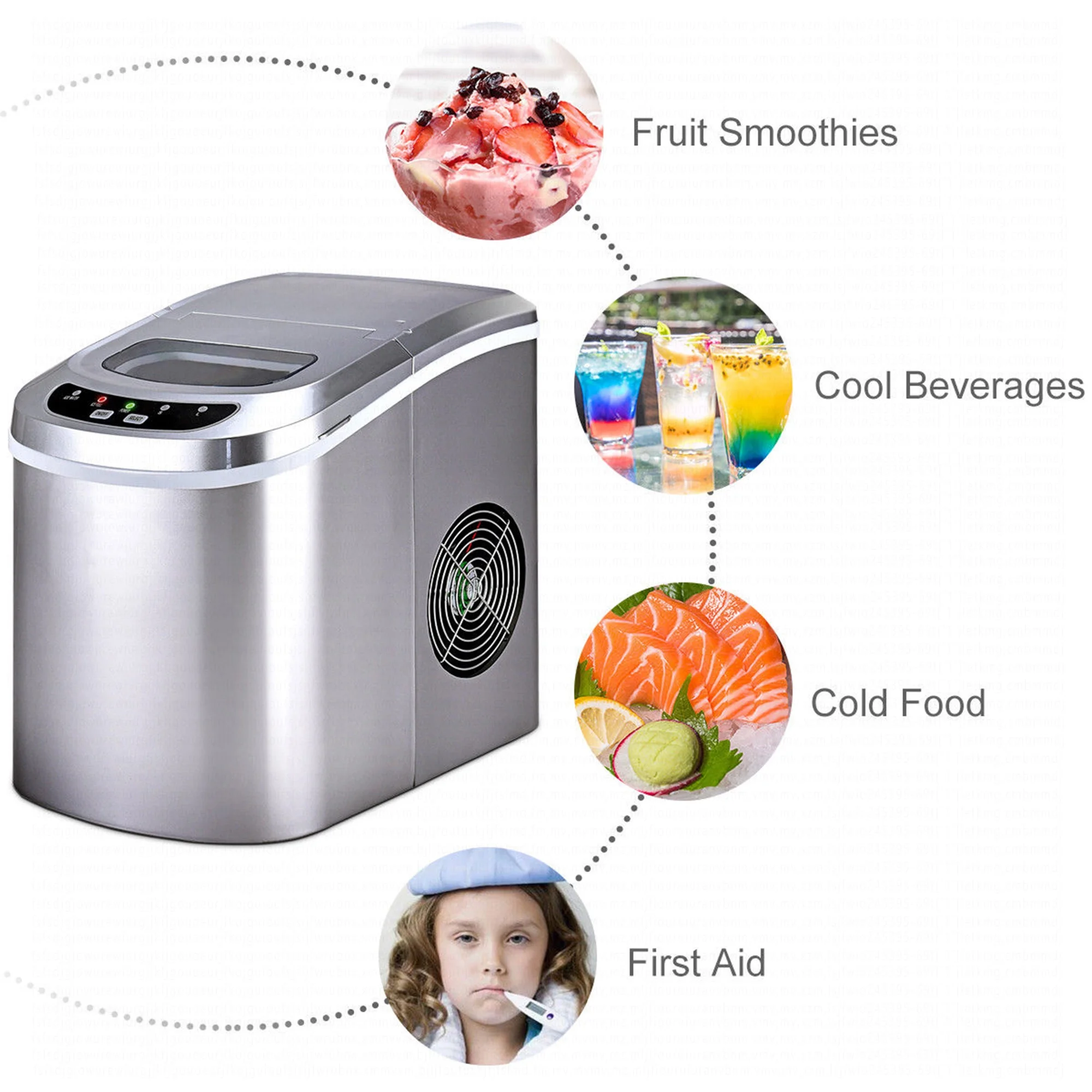 Costway Silver Portable Compact Electric Ice Maker Machine Mini Cube 26lb/Day - Image 6