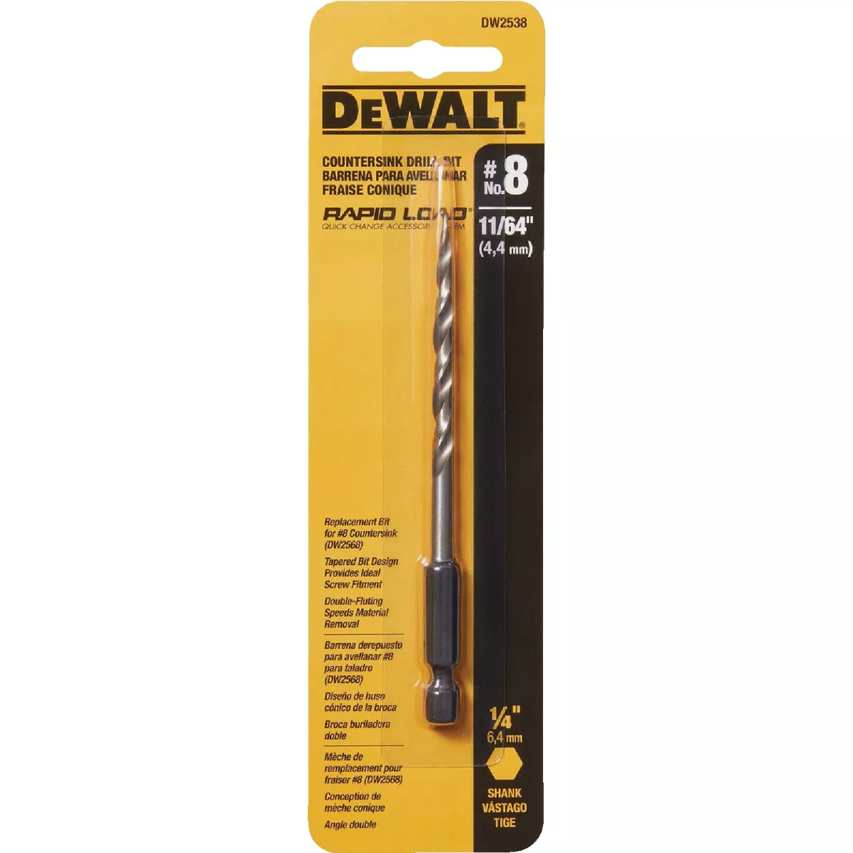DEWALT Rapid Load #8 11/64 In. High-Speed Countersink Bit