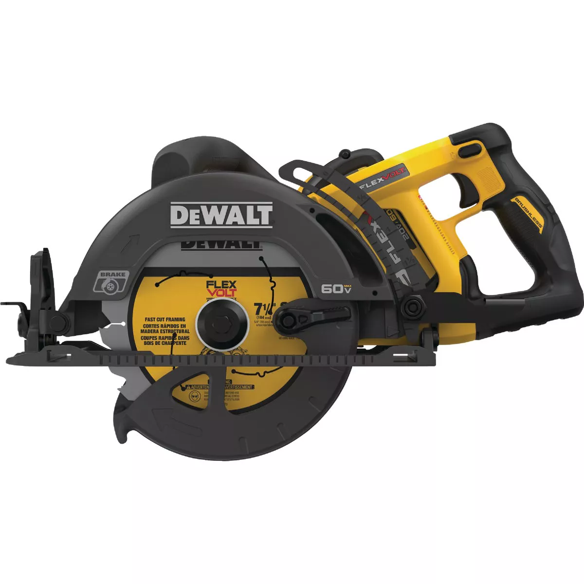 DEWALT FLEXVOLT 60V MAX Brushless 7-1/4 In. Cordless Worm Drive Circular Saw Kit with 9.0 Ah Battery & Charger