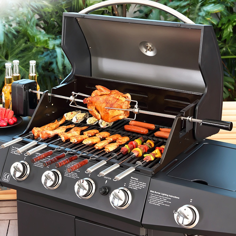 Multifunctional Outdoor Gas BBQ Grill Stove Household Smokeless Liquefied Gas Thickened Grill Rack for Courtyard Stew Grill