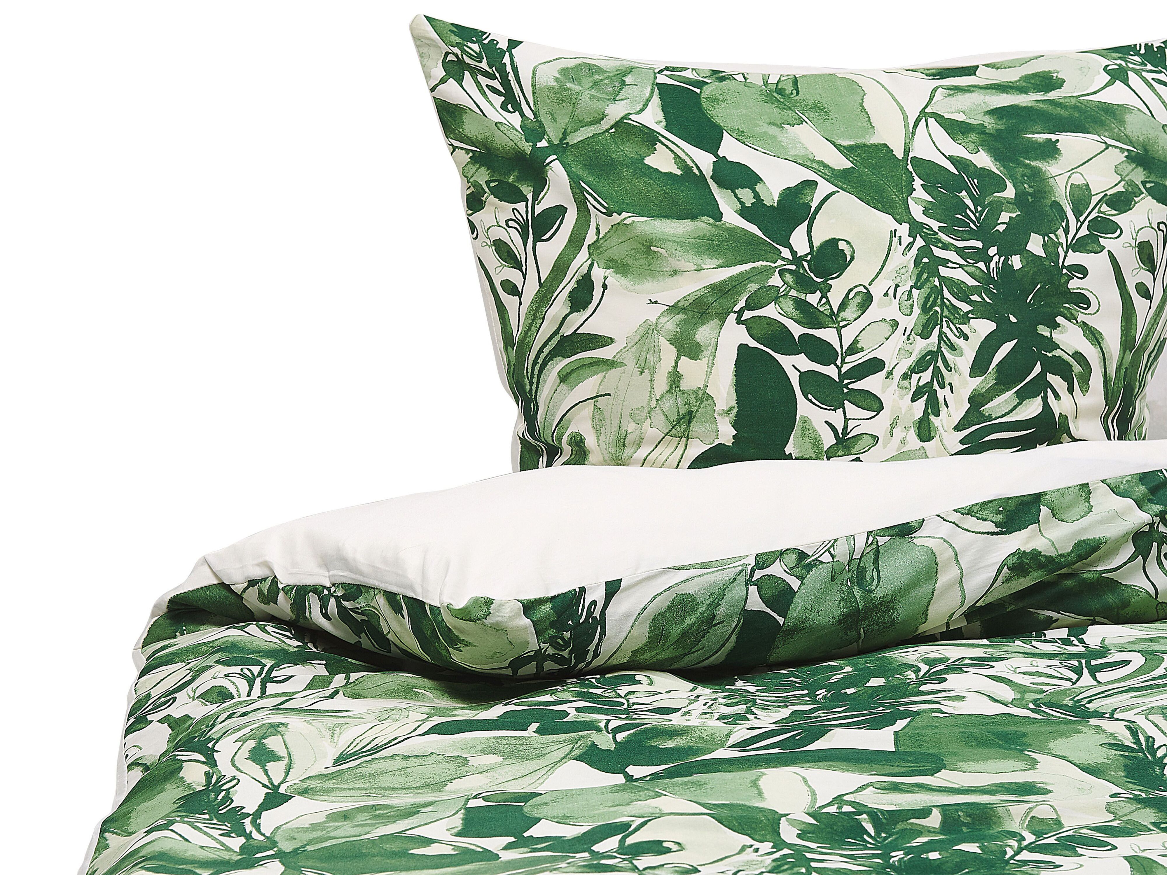 Duvet Cover Set GREENWOOD Sateen Cotton 155 x 220 cm Green