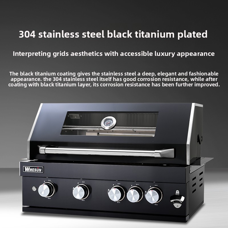 Customizable Outdoor Stainless Steel Villa Courtyard Barbecue Grill Embedded Gas Propane Freestanding 5 Burners Easily Assembled