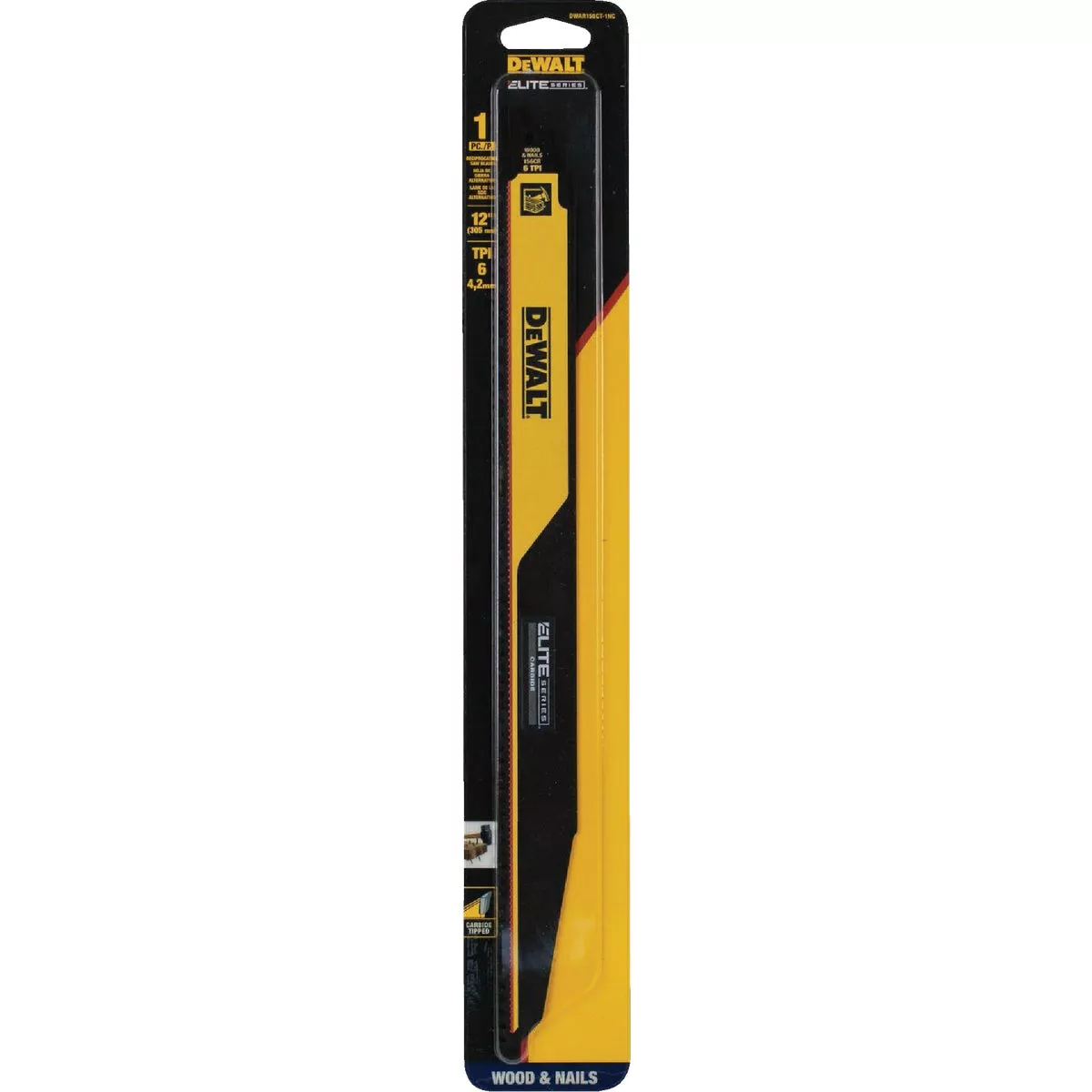 DEWALT Elite Series 12 In. 6 TPI Wood with Nails Demolition Reciprocating Saw Blade